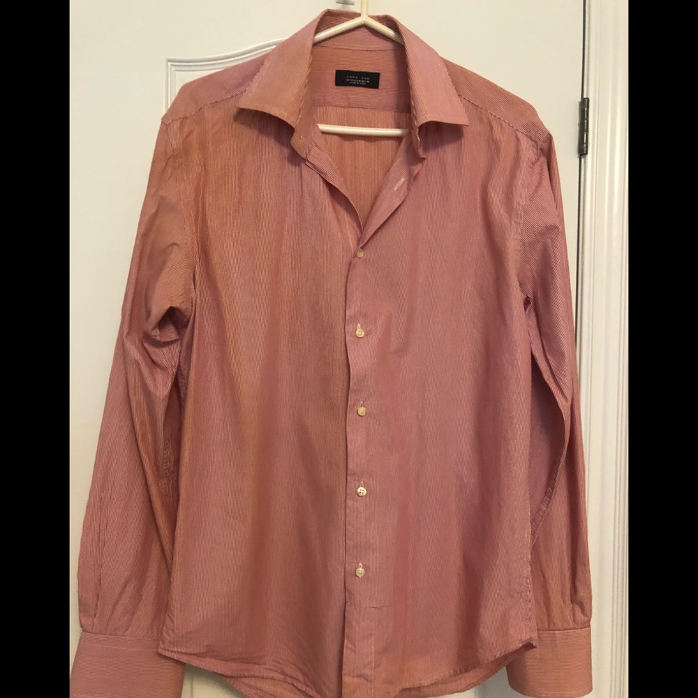 Red, white cotton shirt, 16, never worn